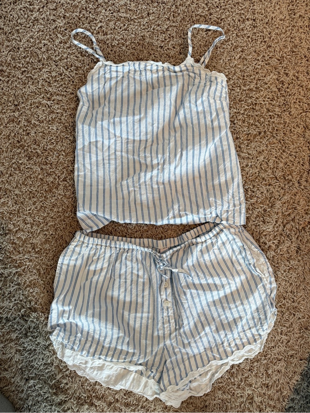 Auden White Cami & Blue-Striped Shorts Pajama Set